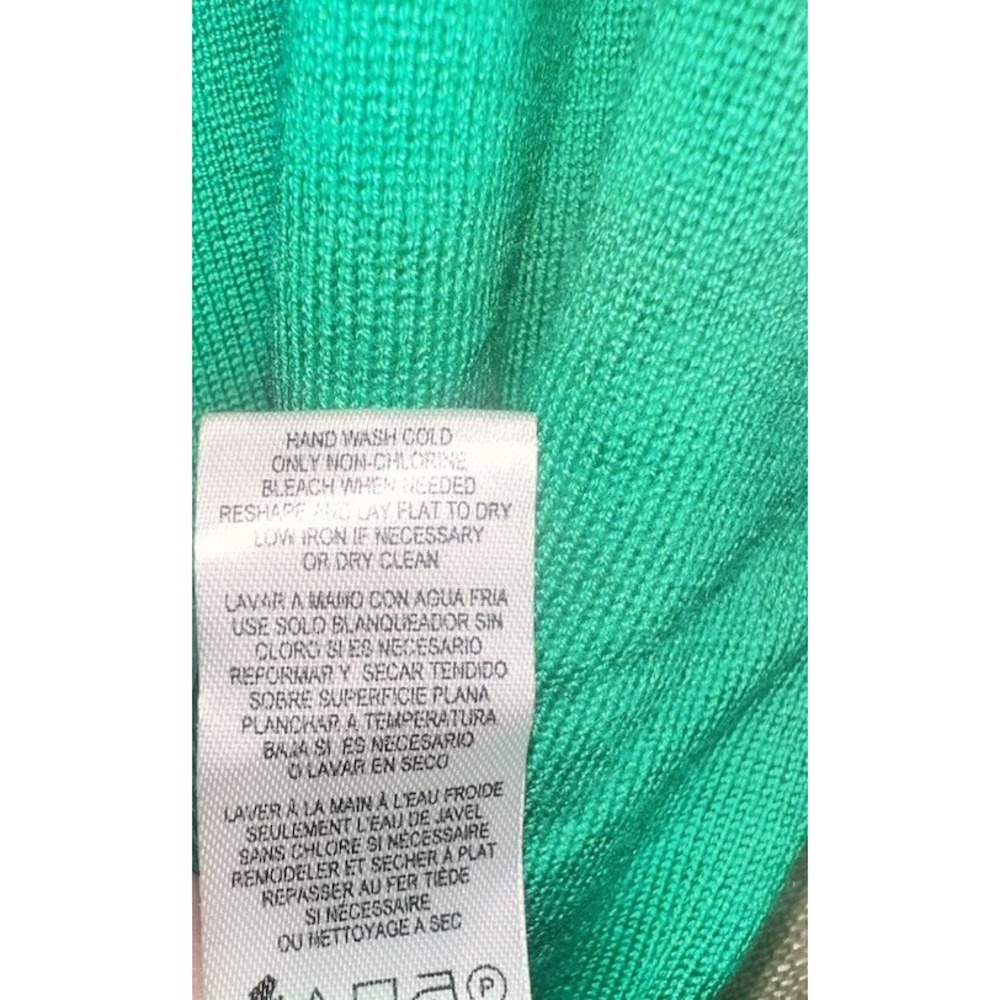 Karl Lagerfeld Paris Kelly Green V-Neck Button-Sleeve Knit Sweater L4XSS718 Med - Picture 8 of 8